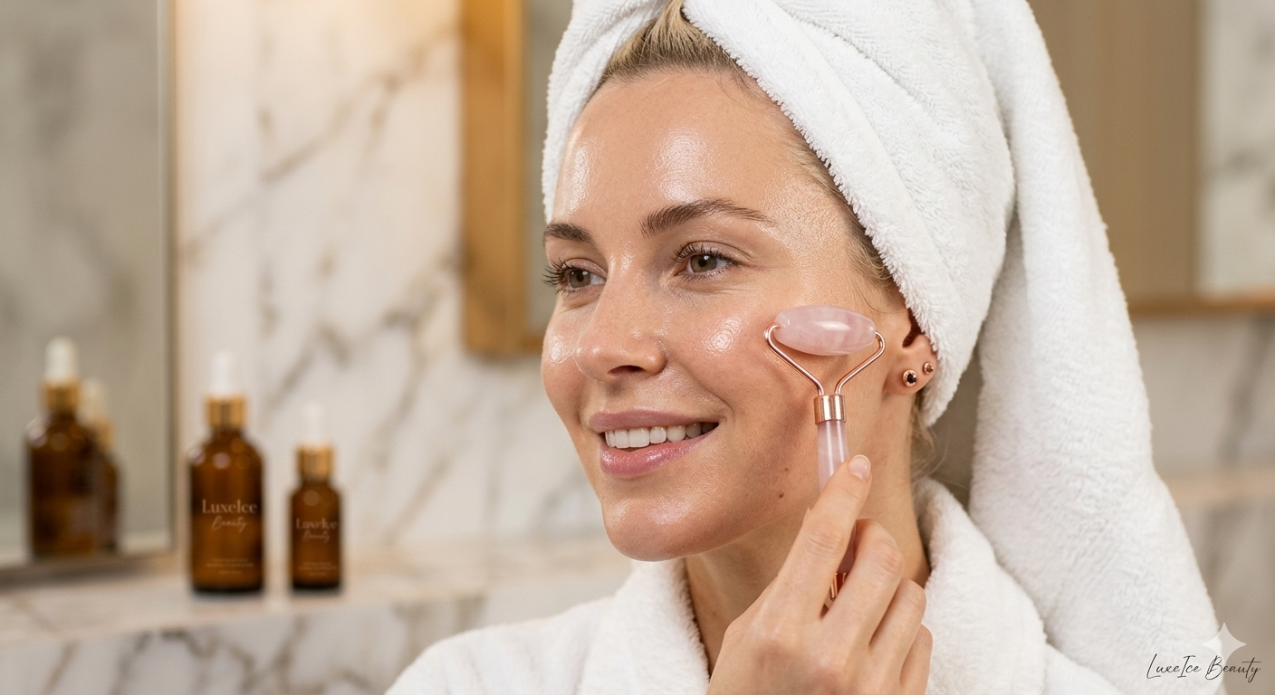 LuxeIce Jade Roller & Gua Sha Set — Lift, Sculpt & Glow
